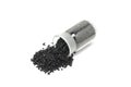 Black silicon carbide powder in a glass vial Royalty Free Stock Photo