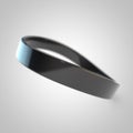 Black silicone promo bracelet for hand isolated on white background