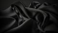 Black silk fabric background texture abstract. Luxury satin cloth 3d render.