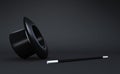 Black Silk Top Hat and Magic Wand Royalty Free Stock Photo