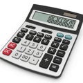 Black and Silver Calculator with Large Digital Display Showing a Number electronic device Royalty Free Stock Photo