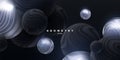 Black and silver flowing spheres textured with wavy striped pattern