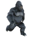 Black silver gorilla 3d illustration isolated on white Royalty Free Stock Photo