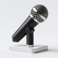 Black and silver microphone on a stand, sleek and modern design Royalty Free Stock Photo