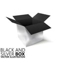 Black and silver open box 3D/ illustration