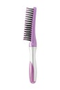 Black silver and pink hairbrush side view isolated on white with clipping path