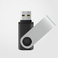 Black and silver USB stick isolated on grey background Royalty Free Stock Photo