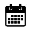 Black simple calendar icon pictogram on white background