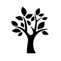 Black simple decorative tree icon isolated on white backg Royalty Free Stock Photo