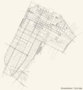 Street roads map of the borough Circoscrizione 1 Centro, Crocetta of Turin, Italy
