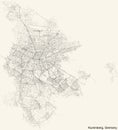 Street roads map of Nuremberg, Germany