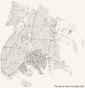 Street roads map of the Bronx borough of New York City, USA Royalty Free Stock Photo