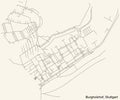 Street roads map of the Burgholzhof quarter inside Bad Cannstatt district of Stuttgart, Germany