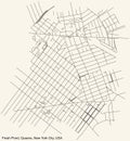 Street roads map of the Fresh Pond neighborhood of the Queens borough of New York City, USA