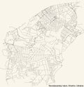 Street roads map of the Novobavarskyi district raion of Kharkiv, Ukraine