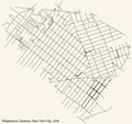 Street roads map of the Ridgewood neighborhood of the Queens borough of New York City, USA