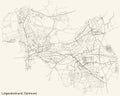 Black simple detailed street roads map on vintage beige background of the quarter Stadtbezirk Huckarde district of Dortmund, Germa