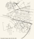 Street roads map of the Sunnyside neighborhood of the Queens borough of New York City, USA