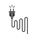 black simple electric plug icon like power cord Royalty Free Stock Photo