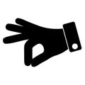 Black simple icon of human gesture hand - give to take or put sign. Image in flat style