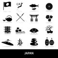 Black simple japan theme icons set