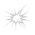 Black Simple Line Broken Glass, Cracks, Shattered Doodle Outline Element Vector Design Template Sketch Isolated Illustration