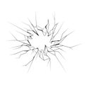 Black Simple Line Broken Glass, Cracks, Shattered Doodle Outline Element Vector Design Template Sketch Isolated Illustration