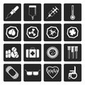 Black Simple medical themed icons and warning-signs Royalty Free Stock Photo