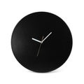 Black simple round wall clock - watch isolated on white backgrou