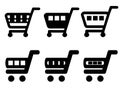 Black simple shopping cart, trolley, add to cart item, buy button