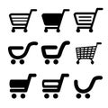 Black simple shopping cart, trolley, item, button Royalty Free Stock Photo