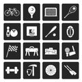 Black Simple Sports gear and tools icons