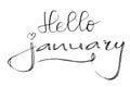 Black Simple Vector Hand Draw Sketch Lettering, Hello January
