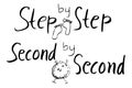 Black Simple Vector Hand Draw Sketch Lettering, Step By Step Second by Second