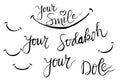 Black Simple Vector Hand Draw Sketch Lettering, Your Smile Sodaqoh or donation, Dole