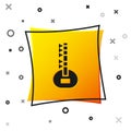 Black Sitar classical music instrument icon isolated on white background. Yellow square button. Vector