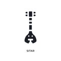 black sitar isolated vector icon. simple element illustration from religion concept vector icons. sitar editable logo symbol