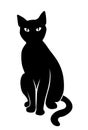 Black sitting cat. Vector silhouette.
