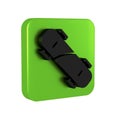 Black Skateboard icon isolated on transparent background. Extreme sport. Sport equipment. Green square button.