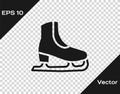 Black Skates icon isolated on transparent background. Ice skate shoes icon. Sport boots with blades. Vector