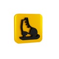 Black Skates icon isolated on transparent background. Ice skate shoes icon. Sport boots with blades. Yellow square