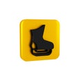 Black Skates icon isolated on transparent background. Ice skate shoes icon. Sport boots with blades. Yellow square