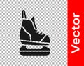 Black Skates icon isolated on transparent background. Ice skate shoes icon. Sport boots with blades. Vector Illustration