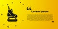 Black Skates icon isolated on yellow background. Ice skate shoes icon. Sport boots with blades. Vector Illustration
