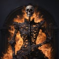 Intricately Sculpted Medieval Witch Skeleton On Fire