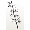 Monochrome Bamboo Stalk Vector Illustration With Elegant Calligraphy