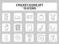 Black Sketching Style Cricket Icon Or Symbol Set On Grey Square Royalty Free Stock Photo