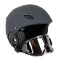 Black ski helmet with goggles Royalty Free Stock Photo