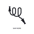 black skip rope isolated vector icon. simple element illustration from gym and fitness concept vector icons. skip rope editable
