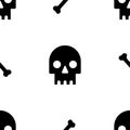 Black Skull and Bone. Vector Patterns